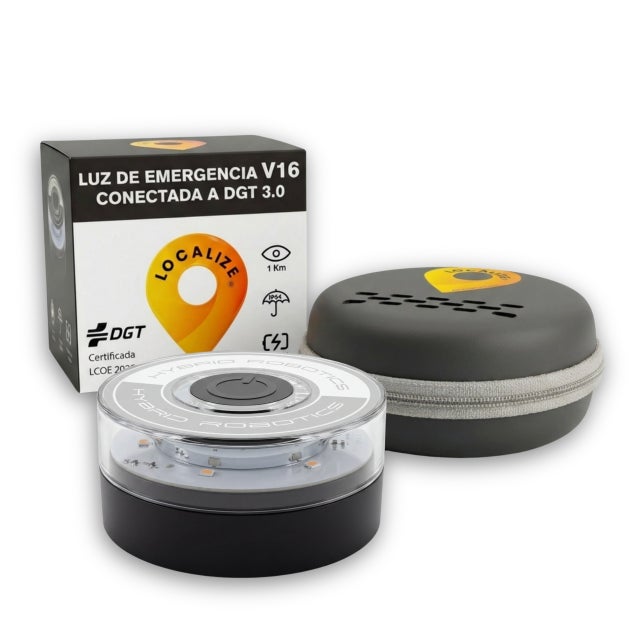 Baliza V16 Homologada DGT 3.0 Geolocalizada LOCALIZE con estuche, SIM hasta 2041- Resistencia IP54 -780 lúmenes- +3h Autonomía - Compacta