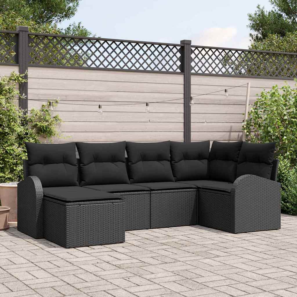 Zestaw Sof na Ogród 6 pcs Czarny polirattan vidaXL