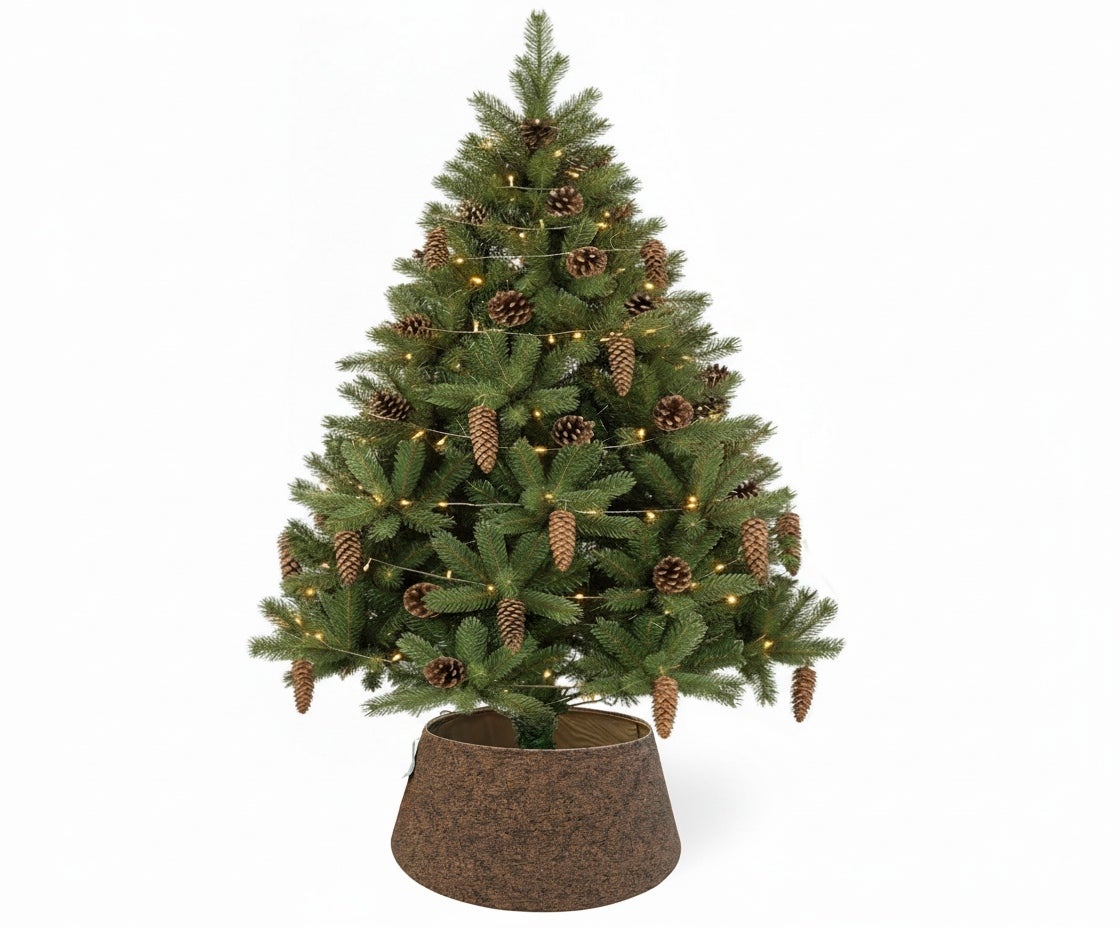 COIL Osłonka na choinkę osłona na stojak choinkowy z tkaniny brązowa 68x25cm - 3