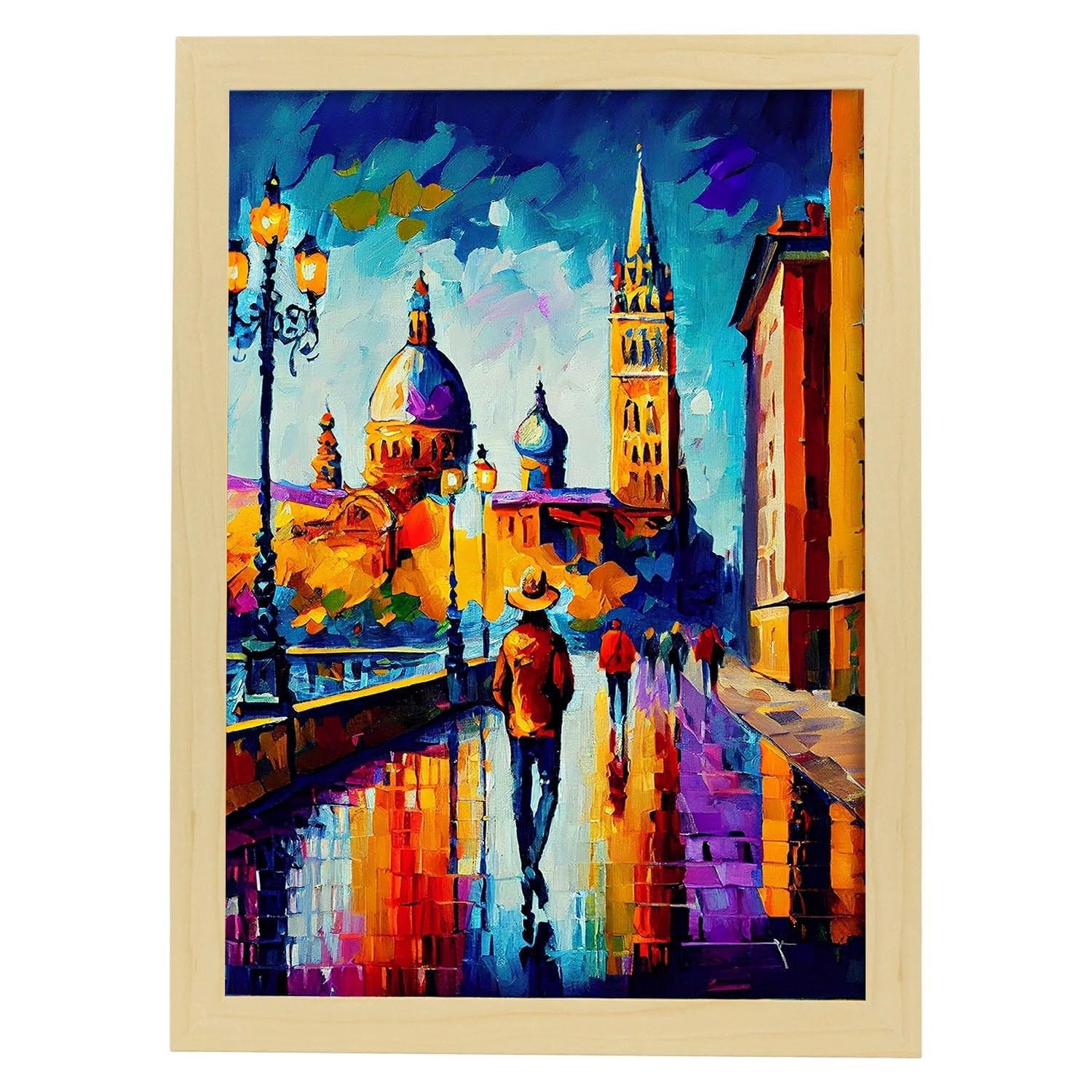 Nacnic poster de zaragoza en estilo pintura al óleo ilustraciones de monumentos en estilo fotográfico a todo color diseño y a3 marcos madera