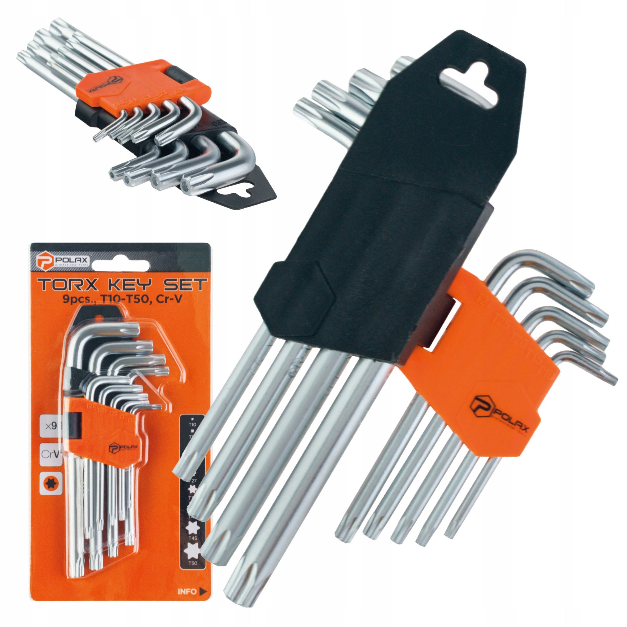 Zestaw kluczy imbusowych TORX 9szt. Т10-Т50 Cr-V Polax - Leroy Merlin