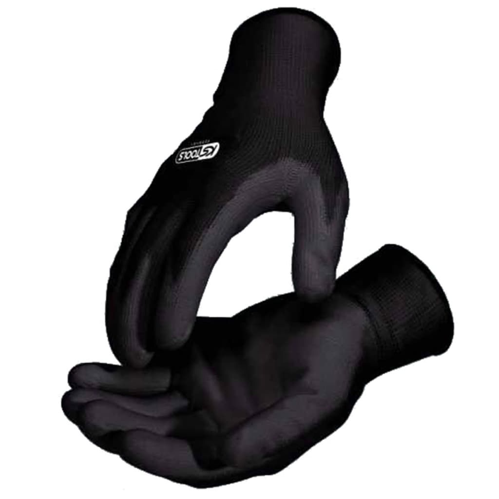 KS Tools 310.0470 Gants Microfibres Taille L - Lot De 12 Paires Noir