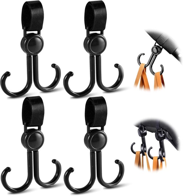 Confezione da 4 ganci universali per passeggino - Gancio per passeggino, pratico supporto per borsa, bicicletta, sedia a rotelle, cestino della spesa