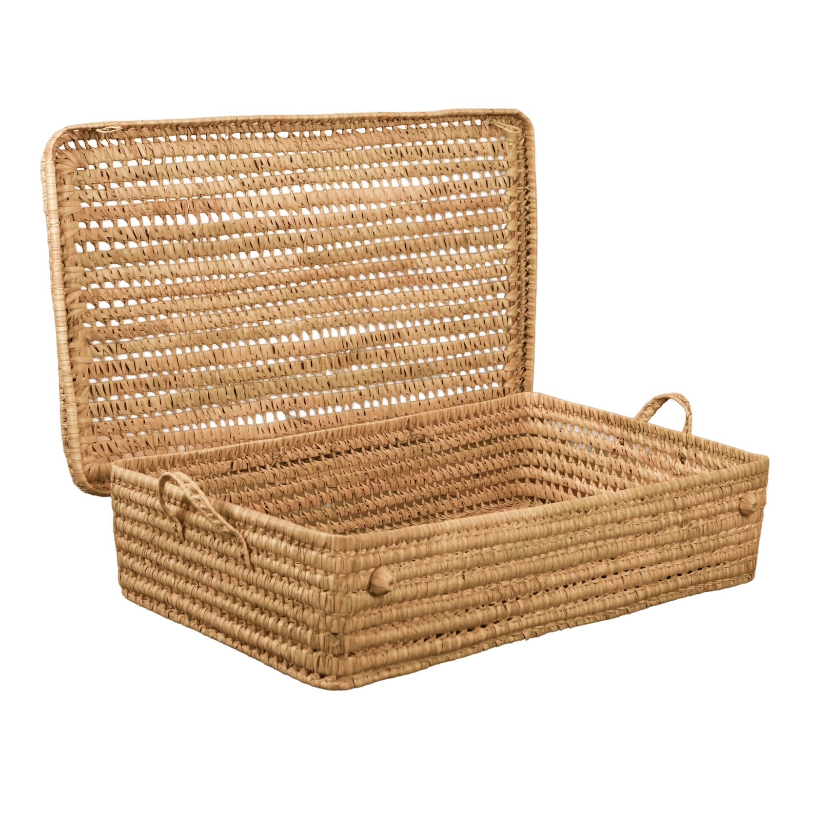Malle plate dessous de lit - Naturel - 90x55x20 cm - Osier - 2