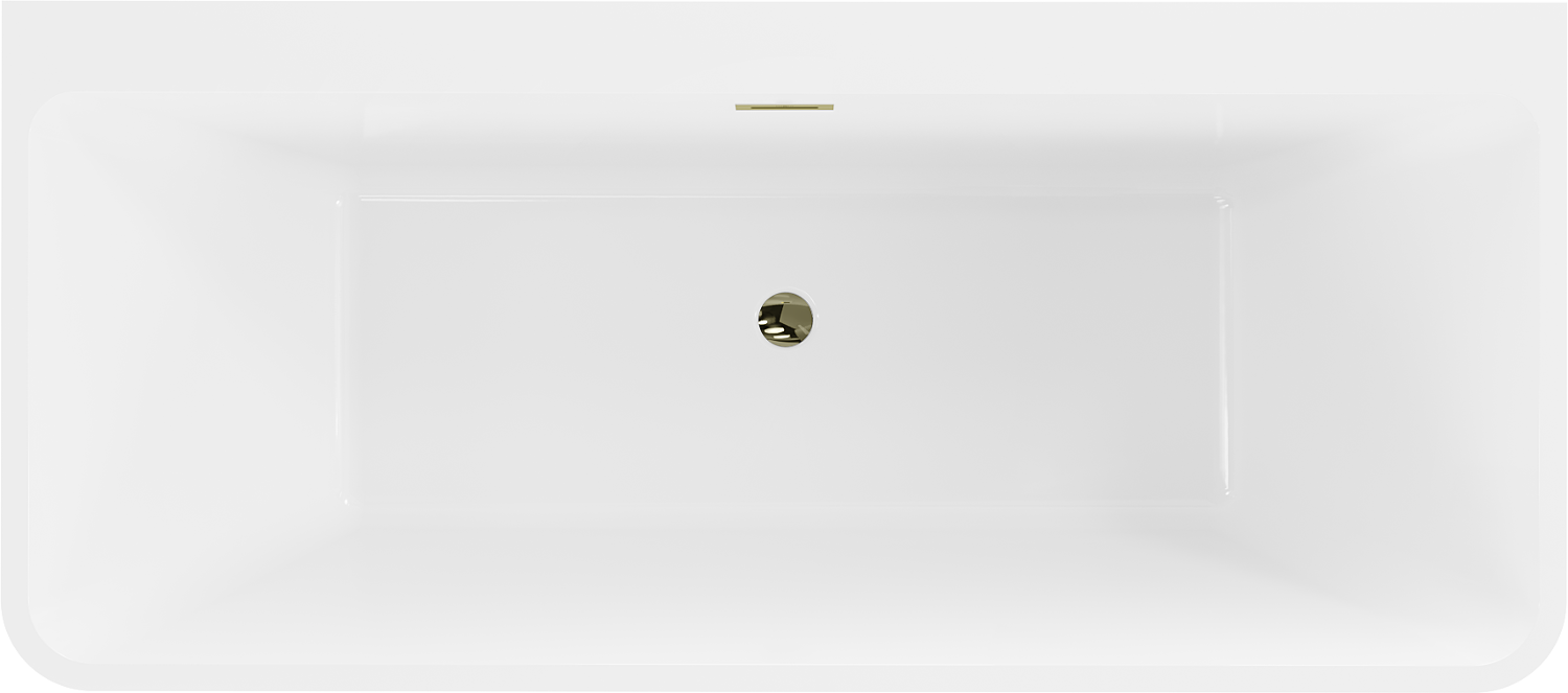 Mexen Volta wanna wolnostojąca przyścienna 150 x 75 cm, biała, przelew złoty - 51131507500-50 - 5
