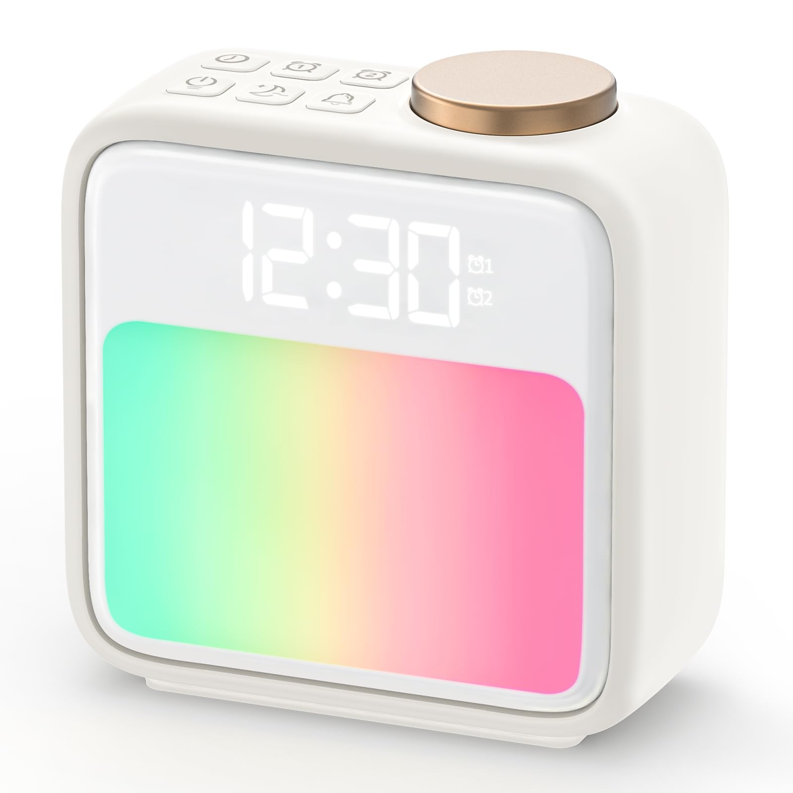 Budzik Świetlny, Budzik światła dziennego z 2 alarmami Wake up Light, 6 dźwięków natury, 10 kolorów światła, Pomoc w zasypianiu, Lampka Nocna