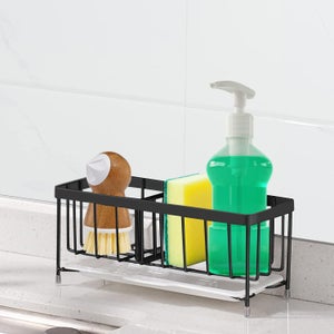 LOHAS Home Portasapone in acciaio inox per lavello da cucina, portasapone, con scolapiatti rimovibile, per organizzare il piano di lavoro della cucina, bianco
