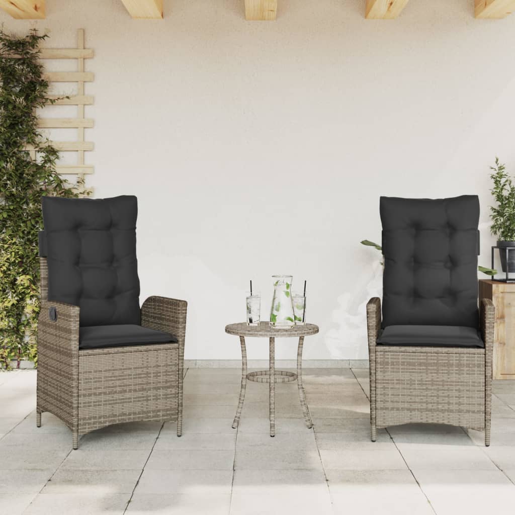 Chaises De Jardin Inclinables En Résine Tressée – Lot De 2, Grises, Avec Coussins Et Dossier Réglable - 11