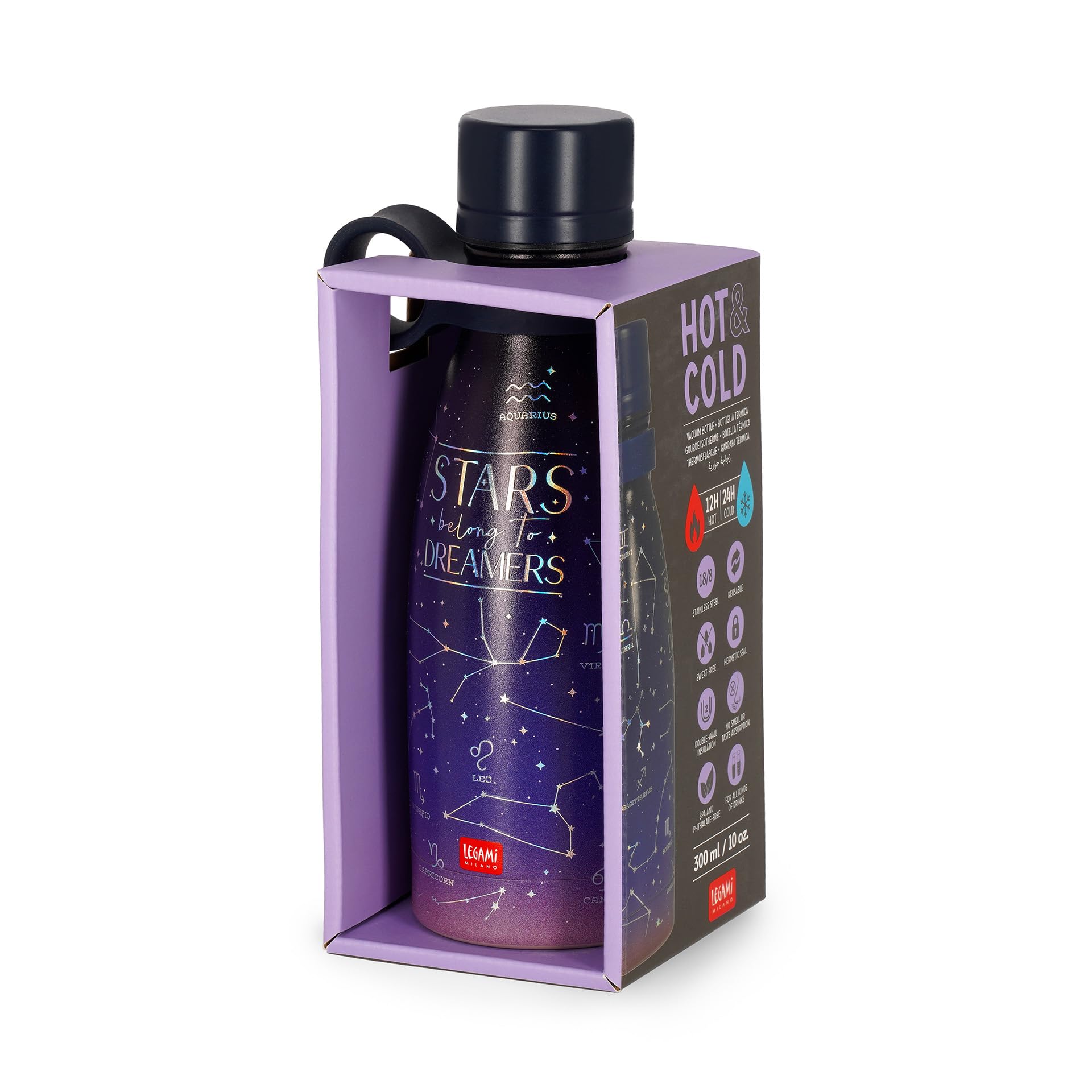 Legami Vacuum Bottle Borraccia Termica, Blu, Mini - 6