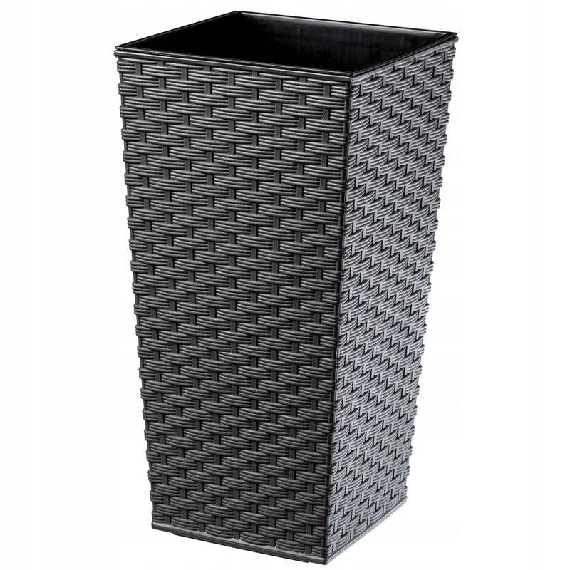 DONICZKA DONICA Z WKŁADEM OSŁONKA KWIETNIK WYSOKA OGRODOWA GRAFIT 34x68cm