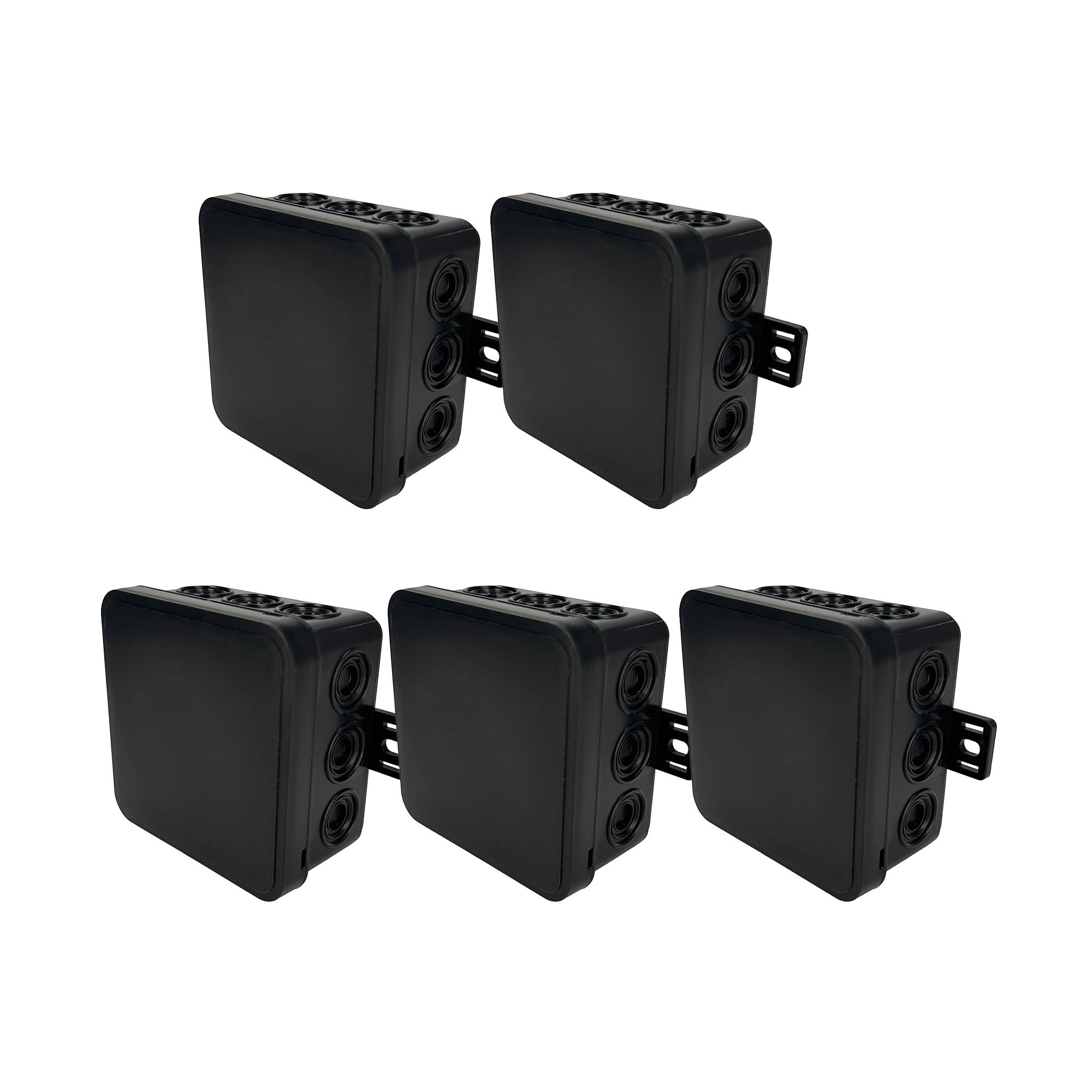Puszka natynkowa hermetyczna elastyczna 85x85x41mm 12-wlotowa, zamknięcie "na klik" IP54 czarna EDO 5szt.