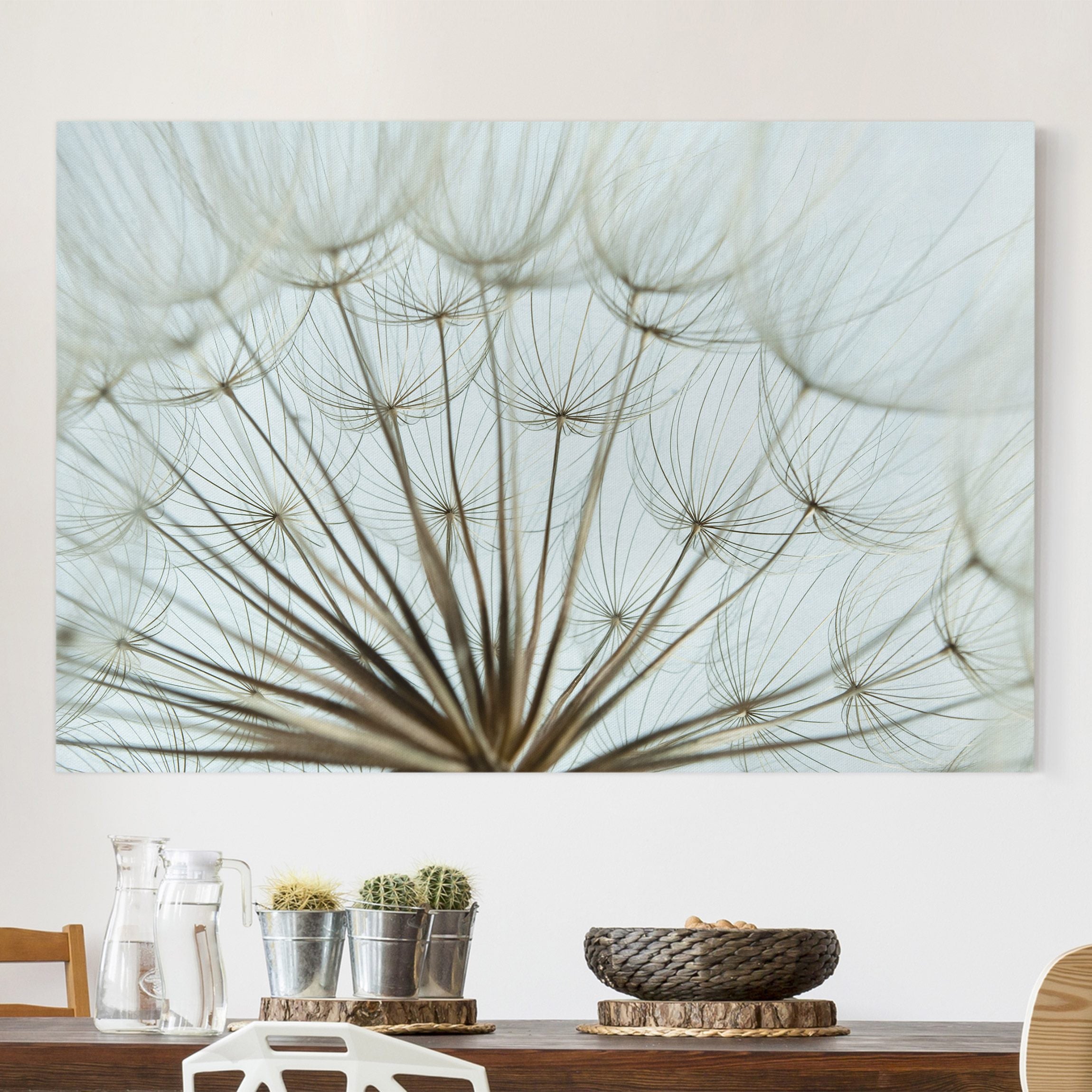 Lienzo cuadro en lienzo bastidor impresion en lienzo beige botánica flor diente de león 93 cuarto de baño dormitorio salón 60 x 40 cm