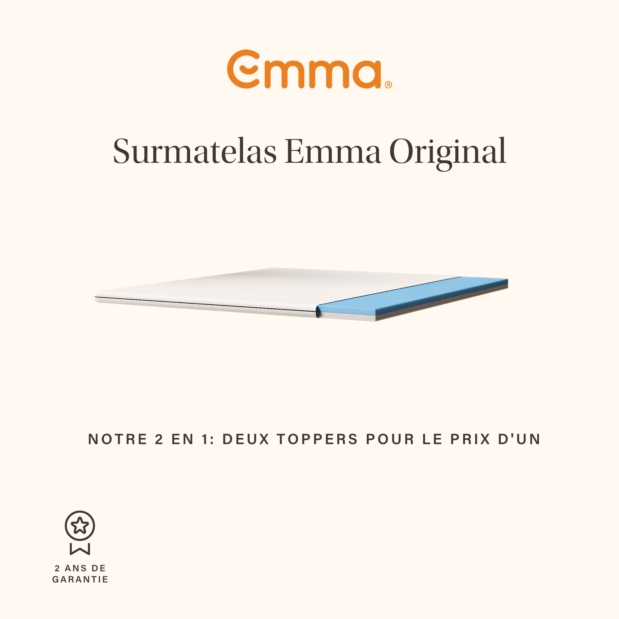 Emma | Surmatelas Emma Original 120x200 cm | Souplesse | Confort Personnalisable | Housse Lavable | 6 cm Additionnels - 2