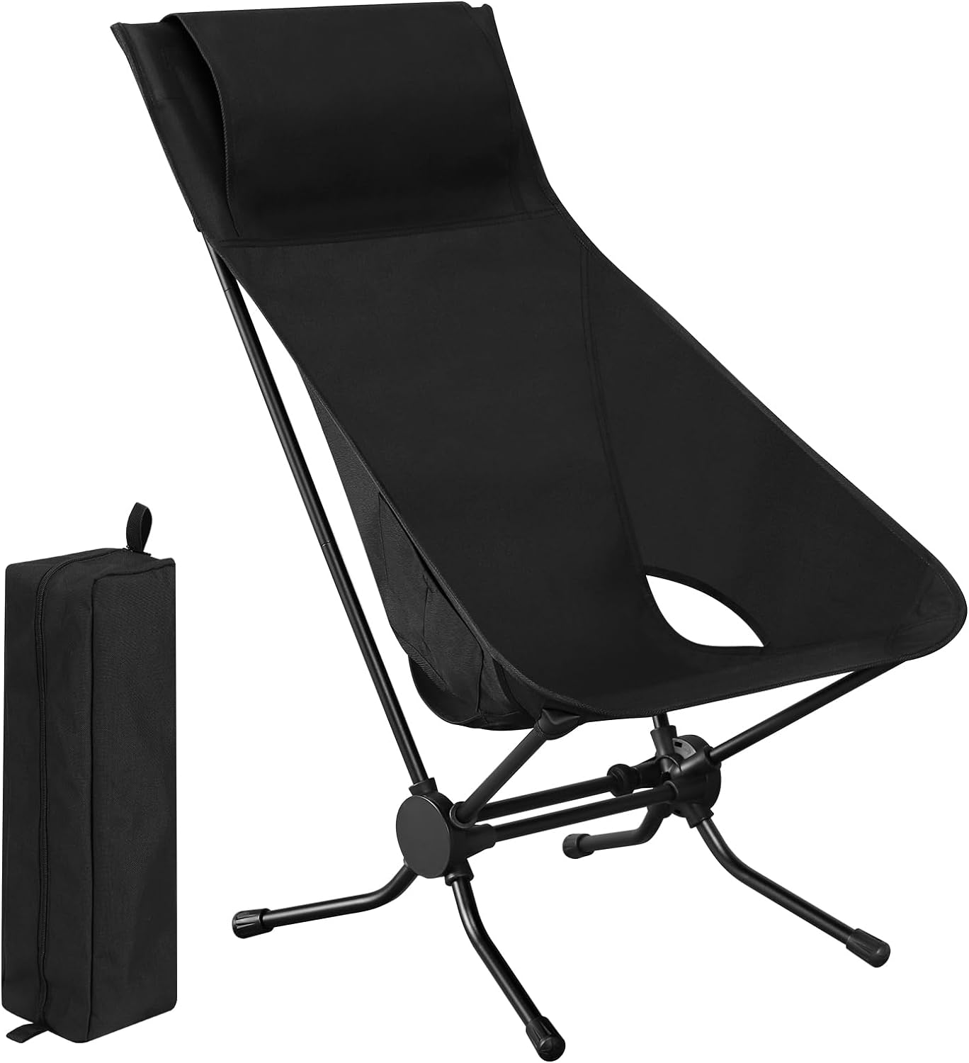Chaise Pliante Camping Confortable Outplea Avec Sac De Transport - Noir & Marron