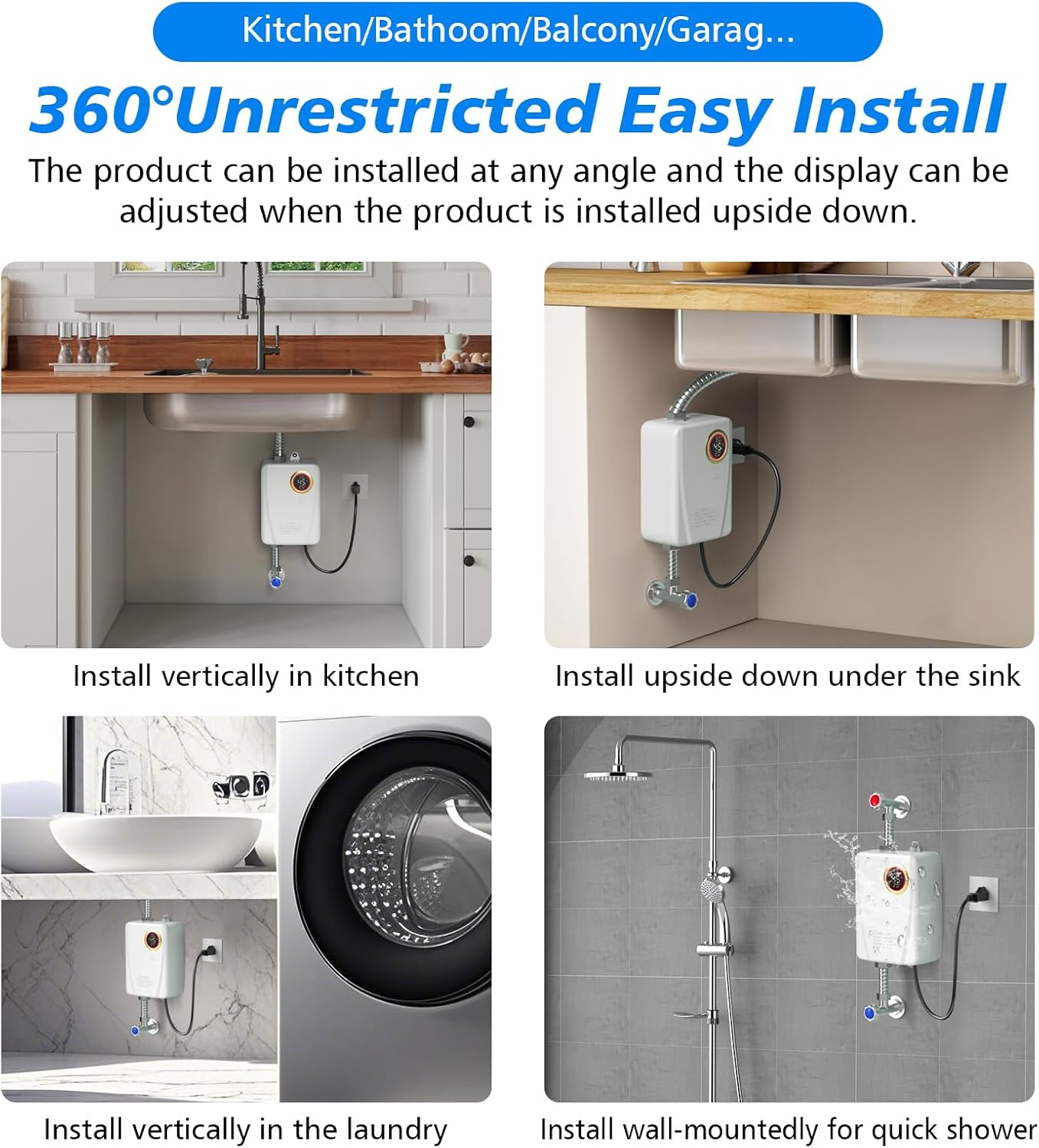Chauffe-eau électrique instantané 220V 3500W avec affichage numérique, parfait pour les cuisines et les salles de bains. - 7