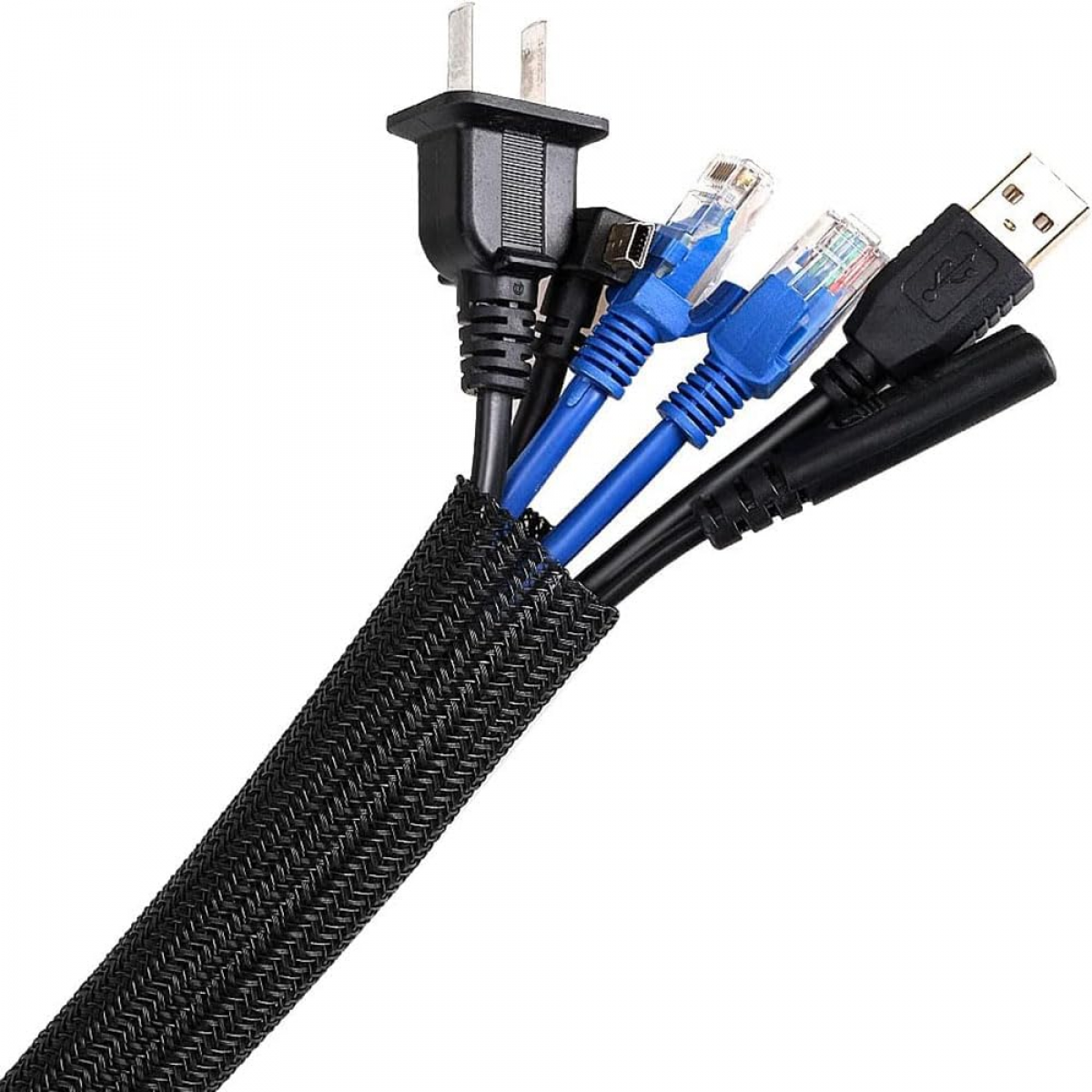 Gaine Tressée Extensible PET Noire 100 Pieds - Diamètre 1/8 Pouce, Zaplyte