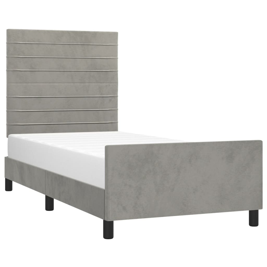 Cadre de lit sans matelas, en velours, gris clair, pour la chambre, 100 × 200 cm - 3