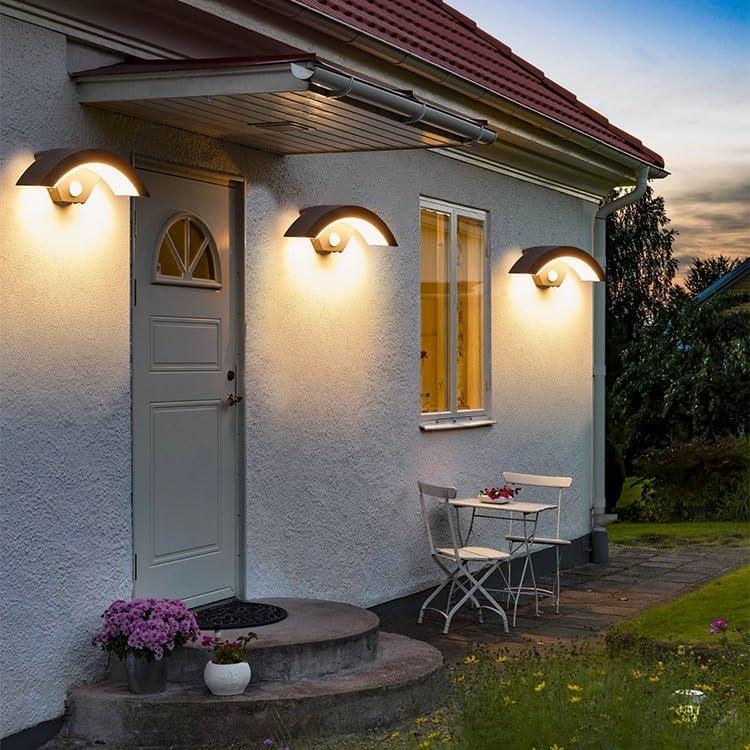 Lot de 2 Applique murale extérieure détecteur mouvement LED 18W 2650LM étanche IP65 noir 3000K jardin entrée patio - 4
