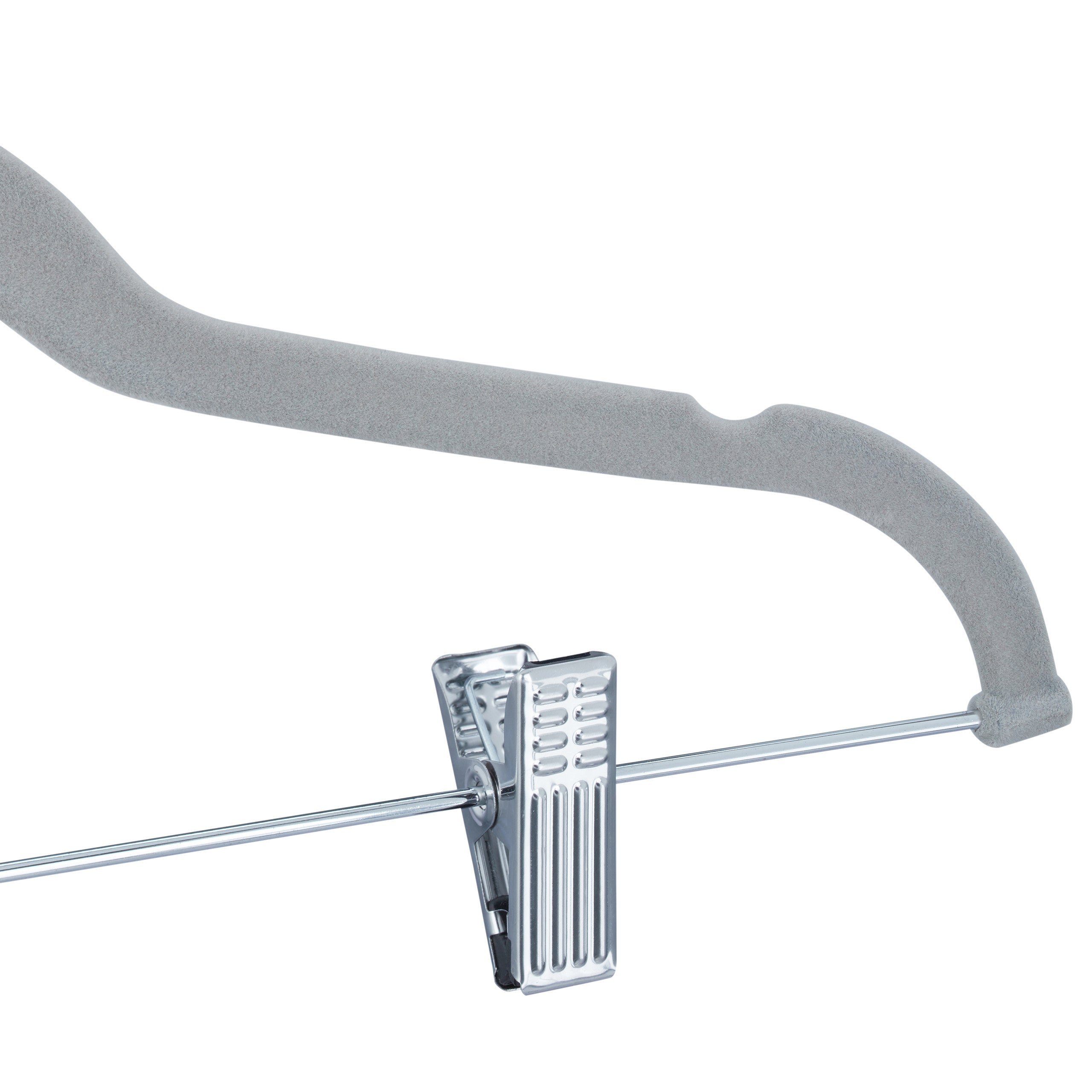 24x Cintres en velours, pinces, clips, manteaux, pantalons, robes, vêtements, crochet 360°, 43 cm, antidérapant, gris - 8