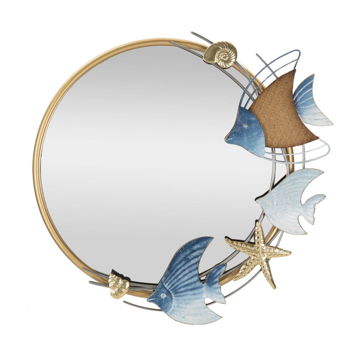 Lustro w Ramie Ryba 12, Metal, Wielokolorowy, Seven Design