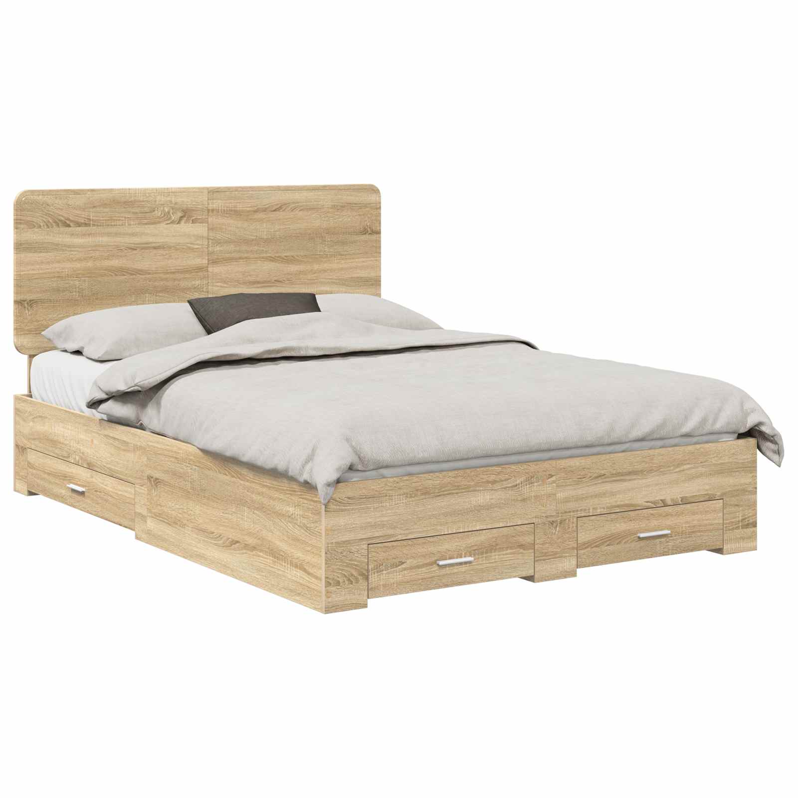 Cadre de lit en panneau de bois, chêne, pour la chambre, 140 × 190 cm - 2