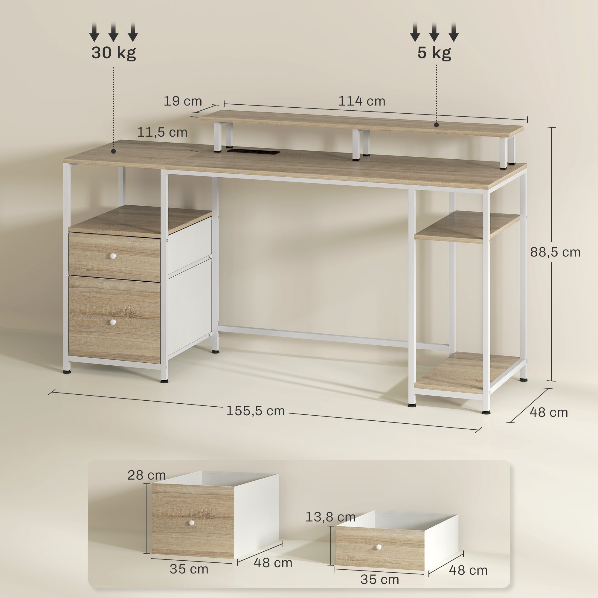 Bureau d'ordinateur panneau de particules HOMCOM - 3