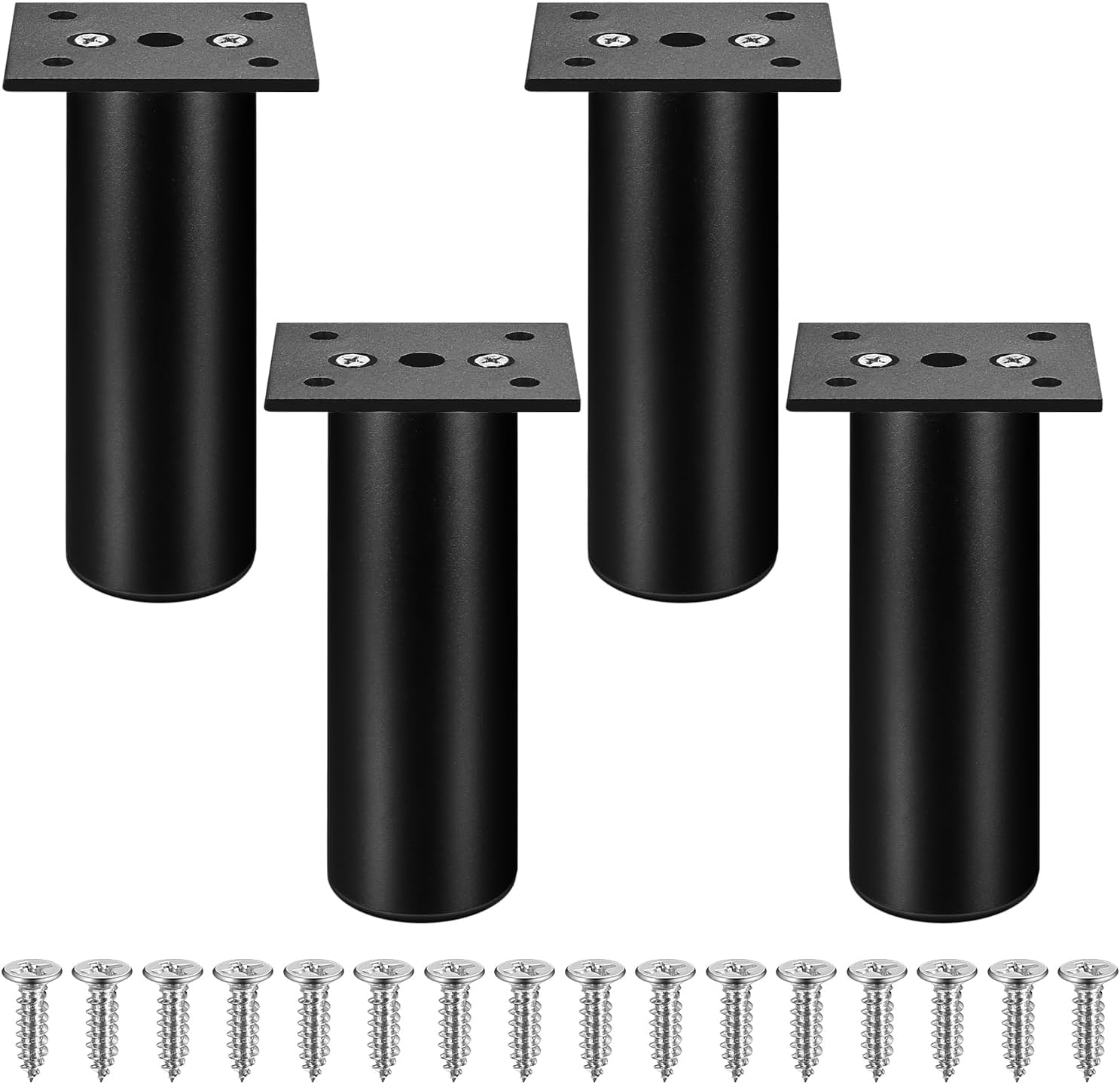 Zestaw 4 metalowych nóżek meblowych regulowanych, 100 mm, do szafek kuchennych, stołów, biurek, krzeseł, łóżek, sof - regulowana wysokość od 0 do 10 m