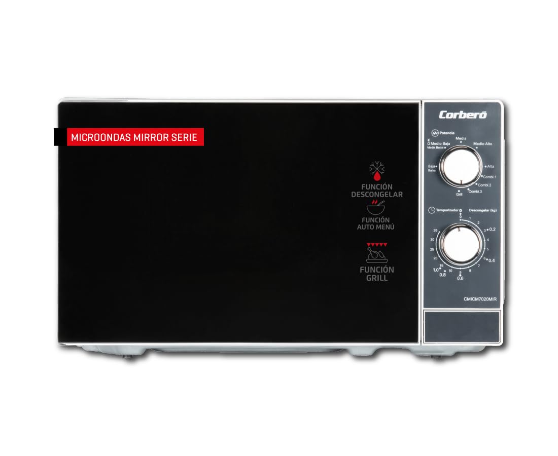 Corberó Corberó, Microondas Libre Instalación Cmicm7020mir, 20L, 700W, Grill, Descongelación, Espejo, Inox , Leroy Merlin