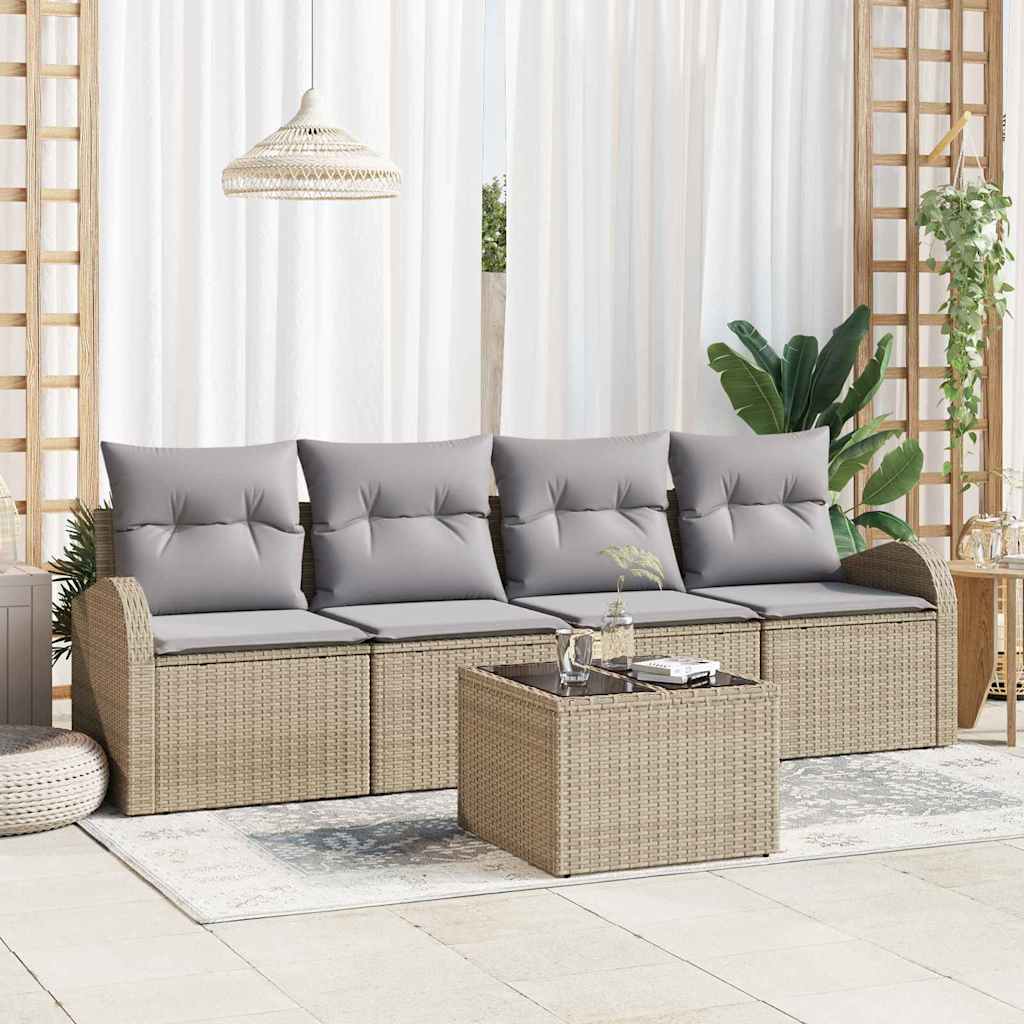Zestaw Sof na Ogród Beżowy 55 x 55 x 37 cm polirattan vidaXL
