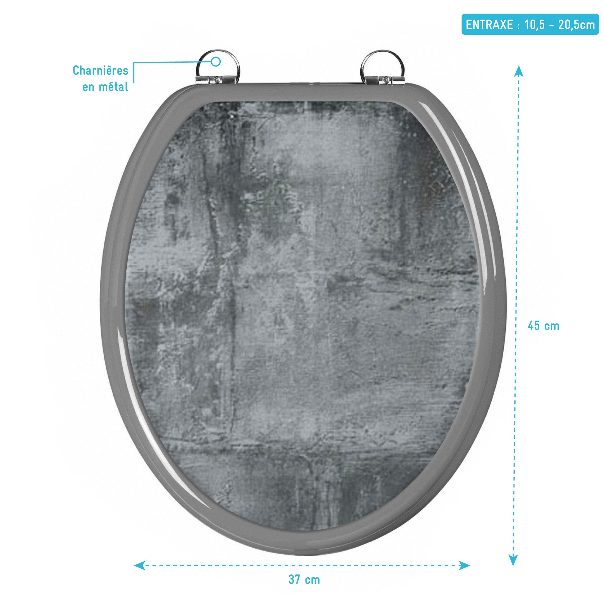 WC - in MDF con cerniere regolabili in acciaio inox - cemento - 4