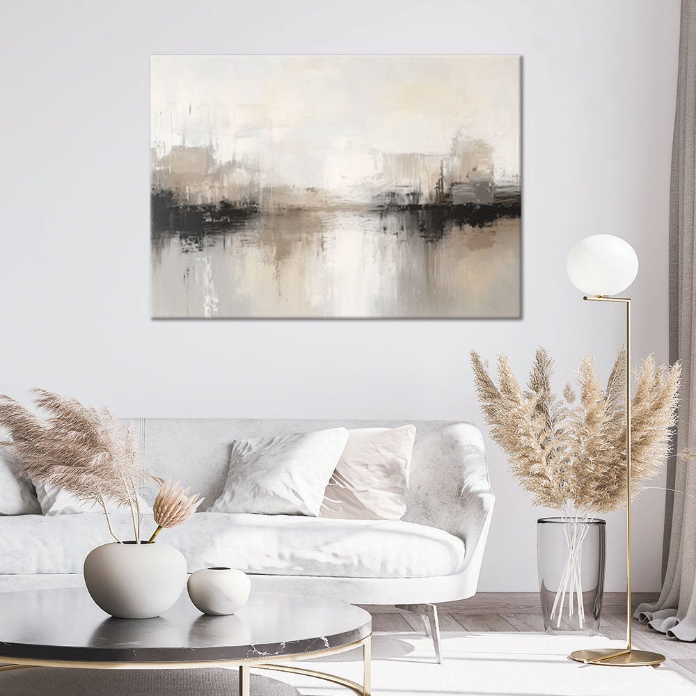Obraz na płótnie, Nowoczesna Abstrakcja Szaro Beżowa 120x80 - 2