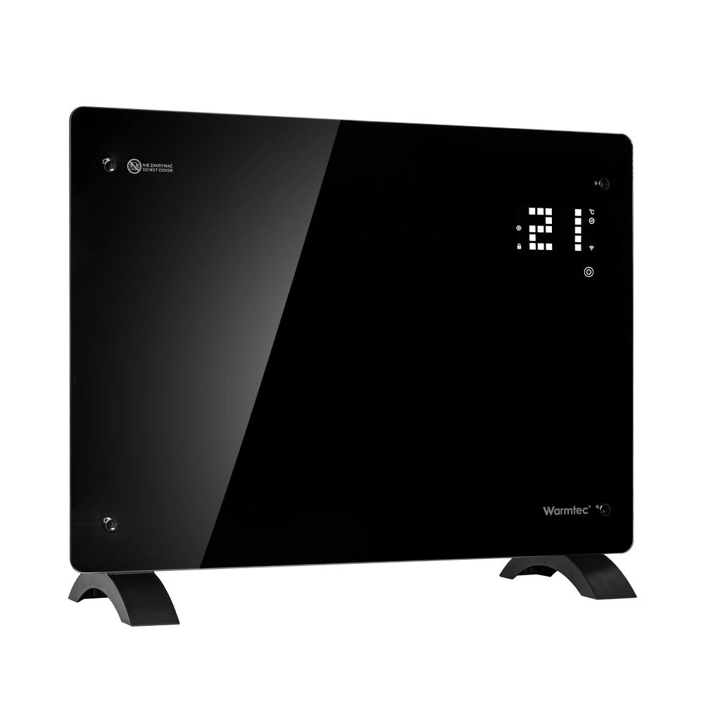 Grzejnik elektryczny 1500W szklany energooszczędny konwektorowy LCD Wi-Fi czarny Warmtec EGW-15C