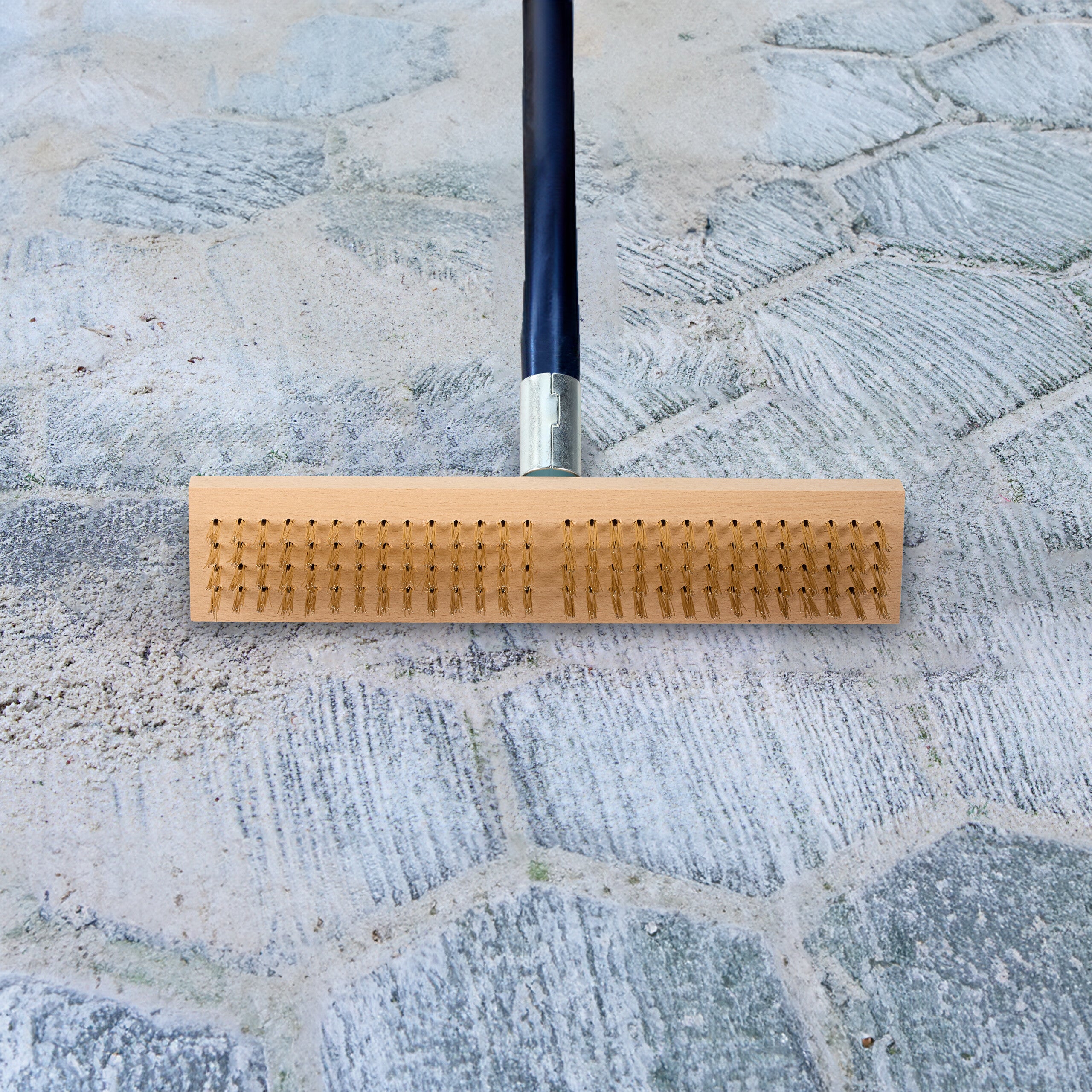 Balais métalliques, lot de 2, retirer mousse & saleté, brosses de rechange, jardin & terrasse, nature - doré, Relaxdays - 5