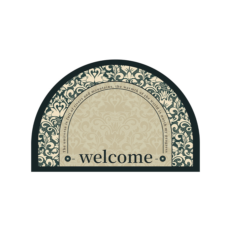 Półokrągła wycieraczka do użytku wewnątrz i na zewnątrz, antypoślizgowa i chłonna, 50 x 80 cm, zmywalna, idealna do stosowania wewnątrz i na zewnątrz