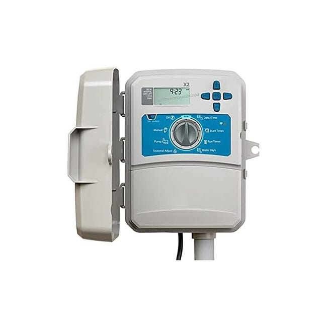 Programador de riego eléctrico Hunter X2, 4 zonas de riego, exterior ...