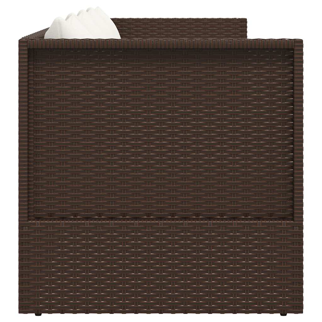 vidaXL Espreguiçadeira jardim c/ almofadão+almofadas vime PE castanho - 7