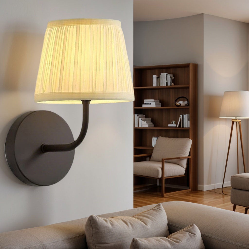 Nowoczesna lampa ścienna, z przewodem, z abażurem, 220 V, gwint E27, idealna do salonu, sypialni lub przedpokoju (czarna)
