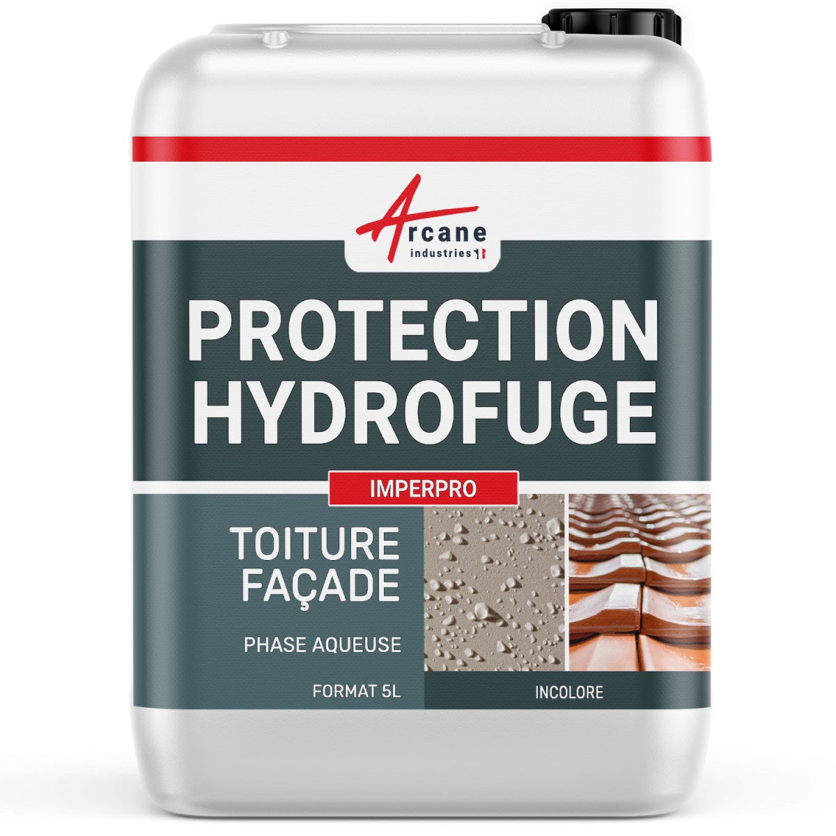 HYDROFUGE et ANTI TACHES imperméabilisant murs, sols, toitures et facades - IMPERPRO - 5 L (jusqu'à 25 m²) - ARCANE INDUSTRIES - 6
