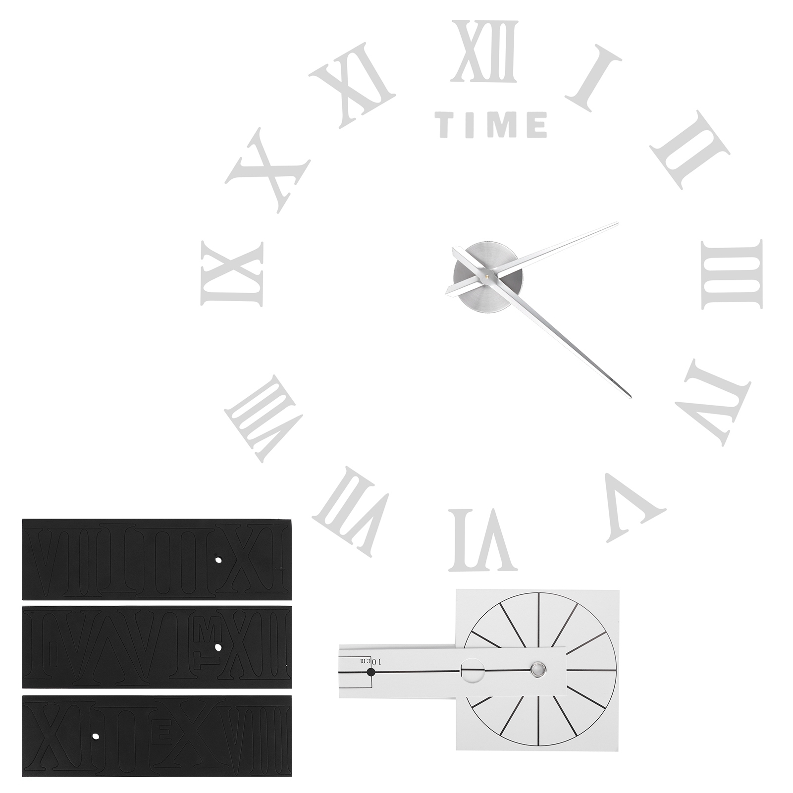 Reloj de pared de bricolaje sin marco con superficie de espejo y números romanos