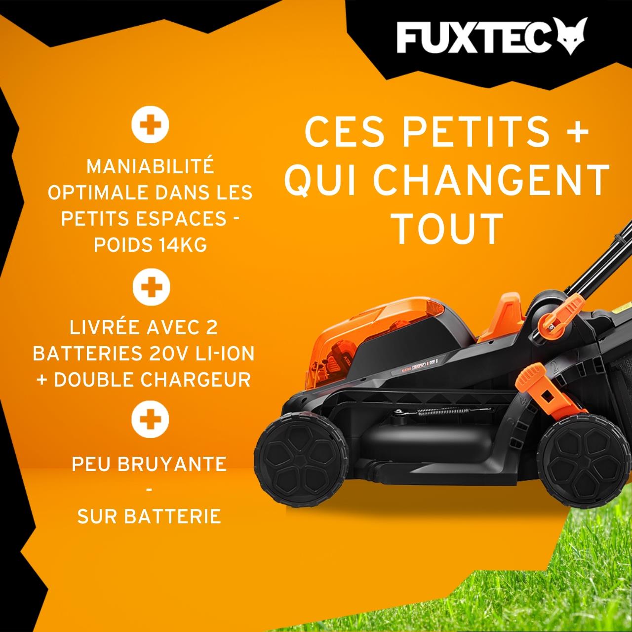 Rasaerba - tagliaerba a batteria 40V 2x20V 33cm di taglio FUXTEC E1RM20 SET 2 batterie e caricatore - 3