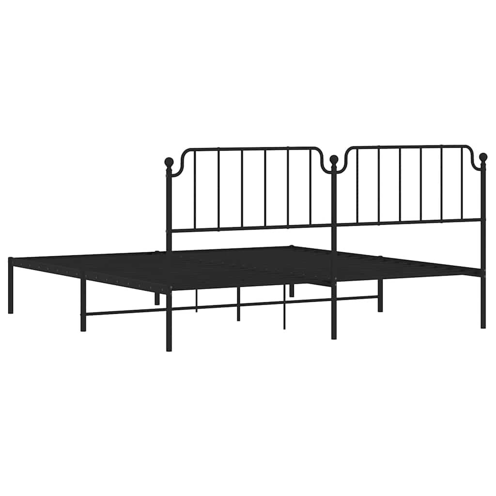 Estructura cama sin colchón con cabecero metal negro 193x203 cm vidaXL - 7
