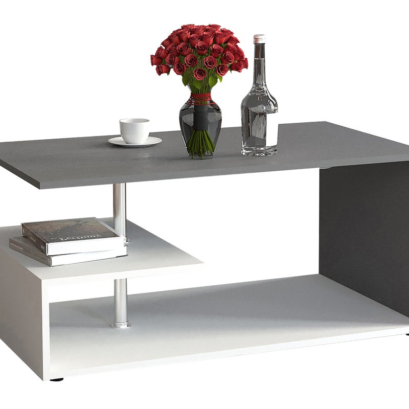 Stół boczny i stolik kawowy Maliso Biały / Antracyt W. 42 x S. 91 x G. 53 cm