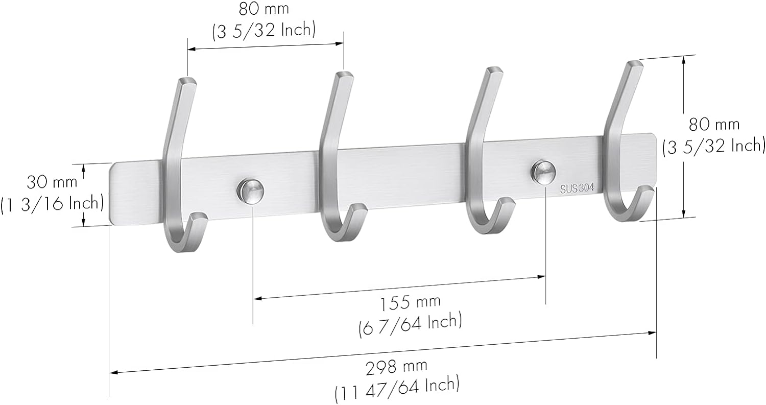 KES Porte Manteau Salle De Bain Mural Patère Salle De Bain Porte Manteau à 3 Crochets Acier Inoxydable SUS 304 Brossé, AH203H3-2
