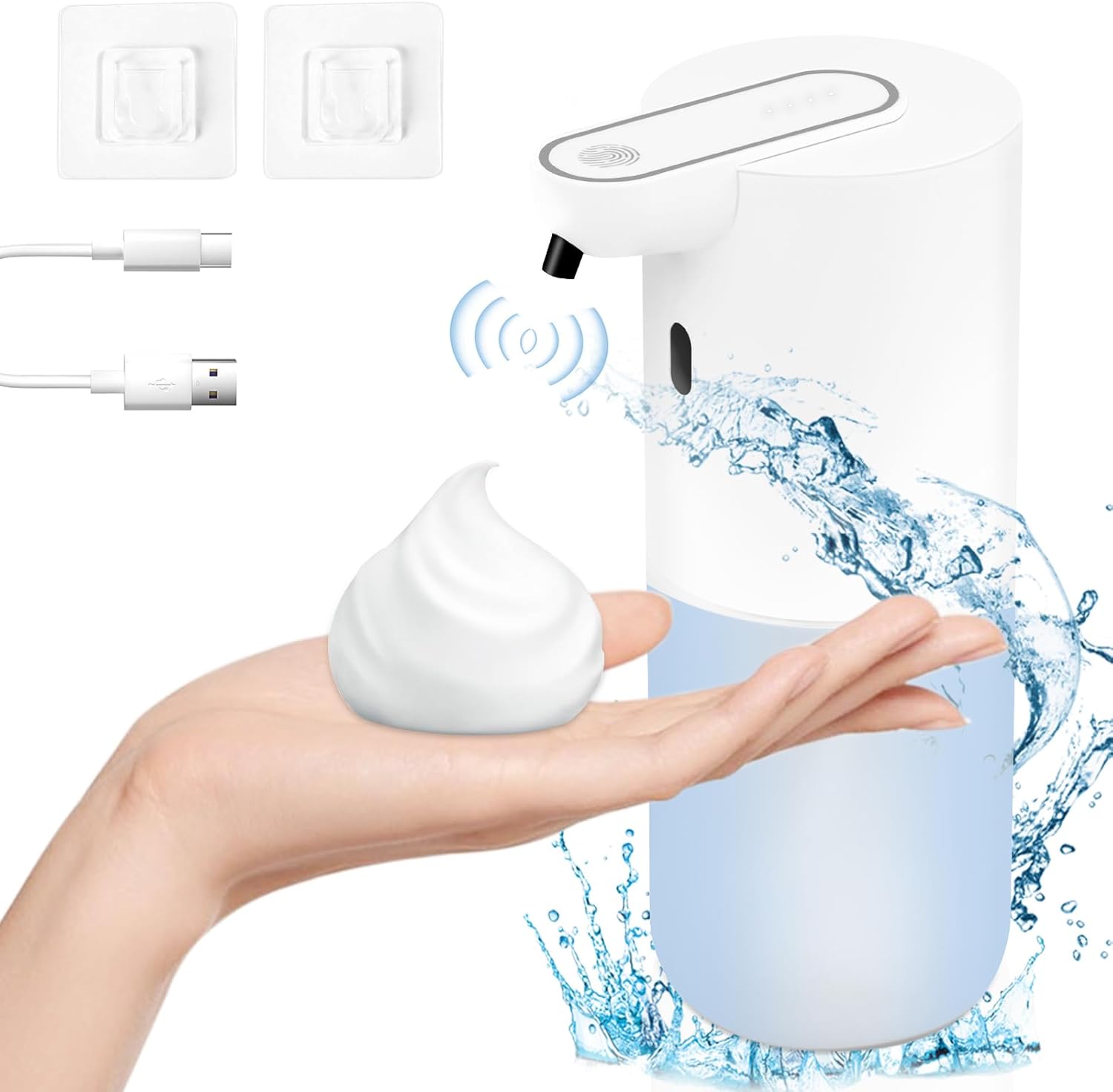 Automatyczny dozownik mydła – 400 ml, montowany na ścianie, ładowany przez USB, 4 regulowane poziomy, wodoodporny IPX5