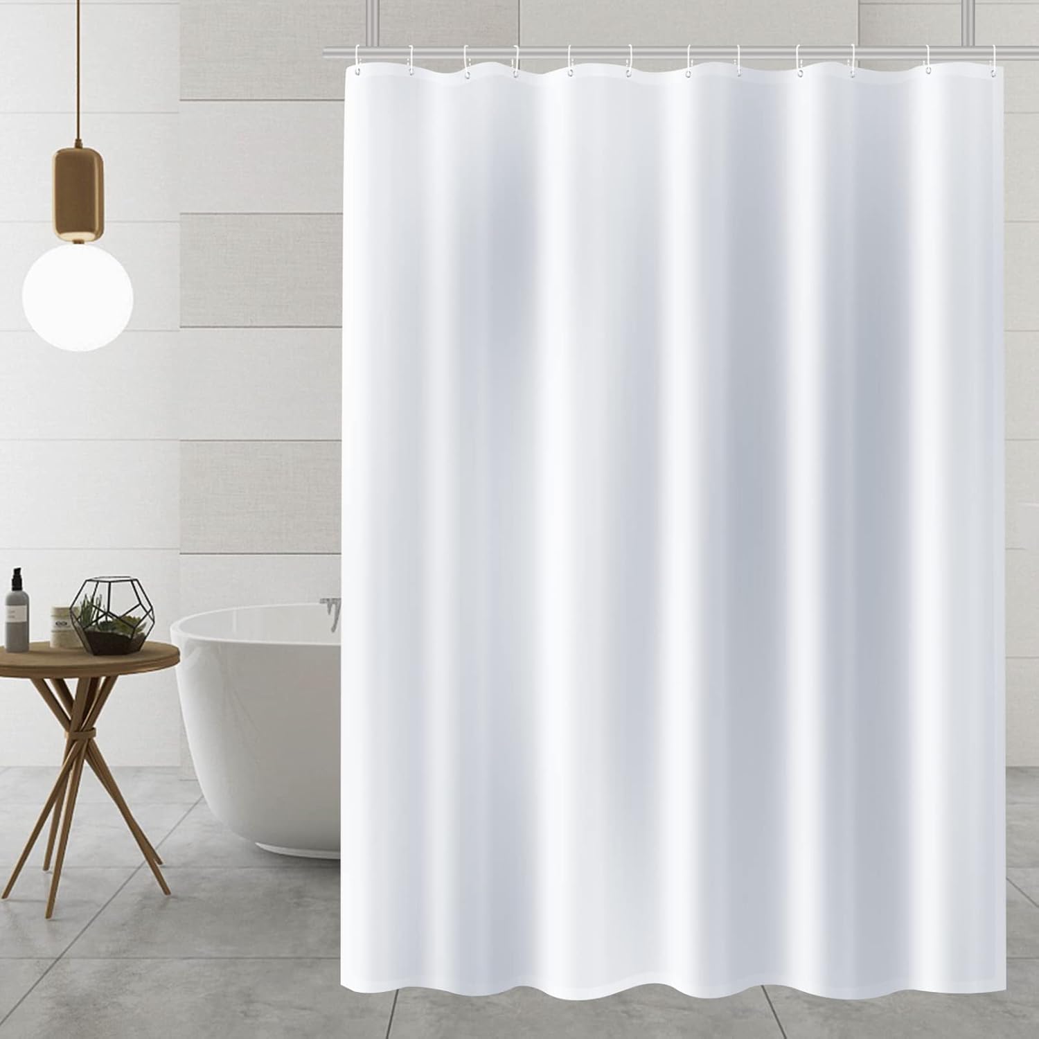 Morbuy Tenda Da Doccia In Tessuto Poliestere, Colore Ciottolo, Antimuffa Impermeabile Con 12 Ganci