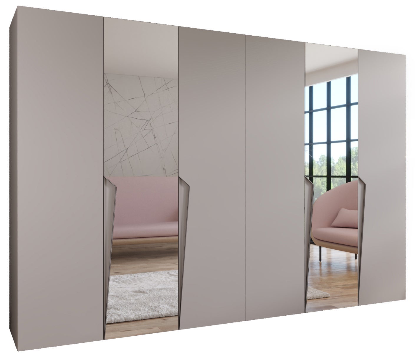 Szafa uchylna otwierana Piano 2 300 (150x2) x 52 x 202 cm kaszmir + u. kaszmir