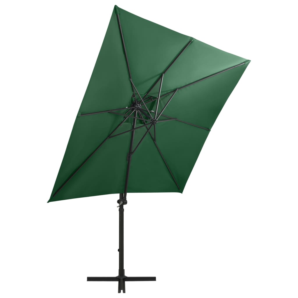 Parasol déporté avec mât et lumières LED Vert 250cm - 5