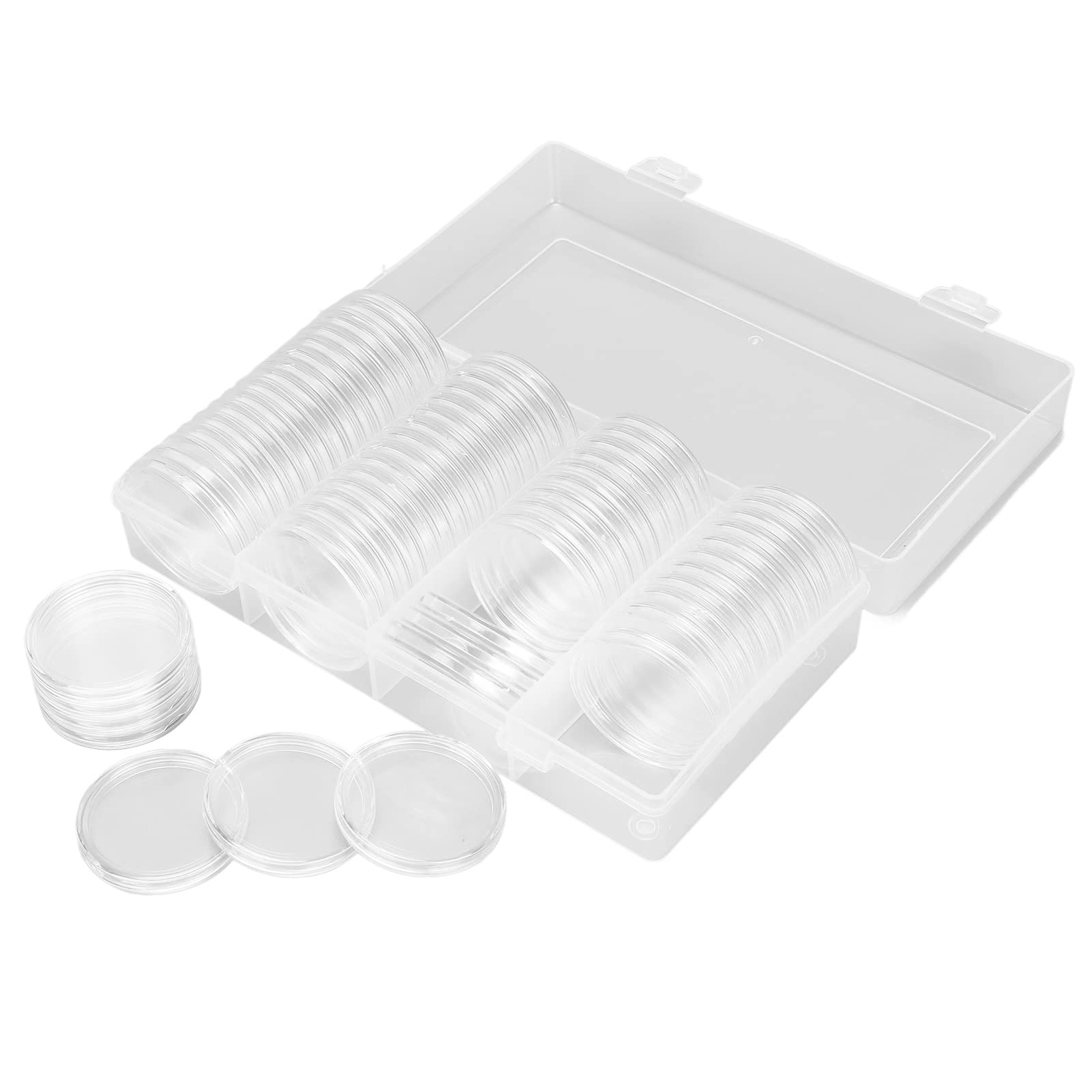 100 Capsules Rondes Transparentes 30mm Pour Collection Pièces + Boîte Rangement - 14