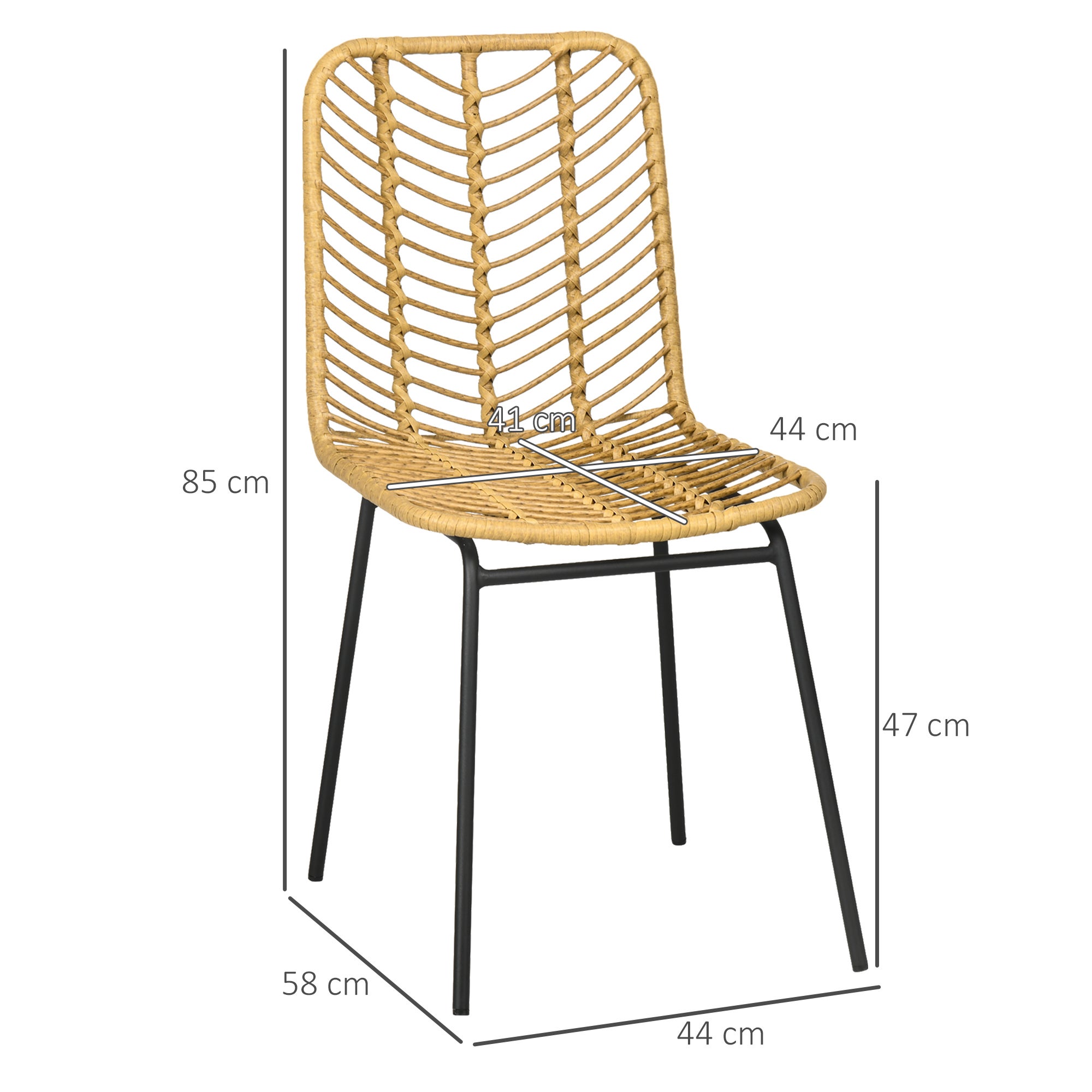 Lot de 2 Chaise de jardin sans coussin en Résine Beige - 3