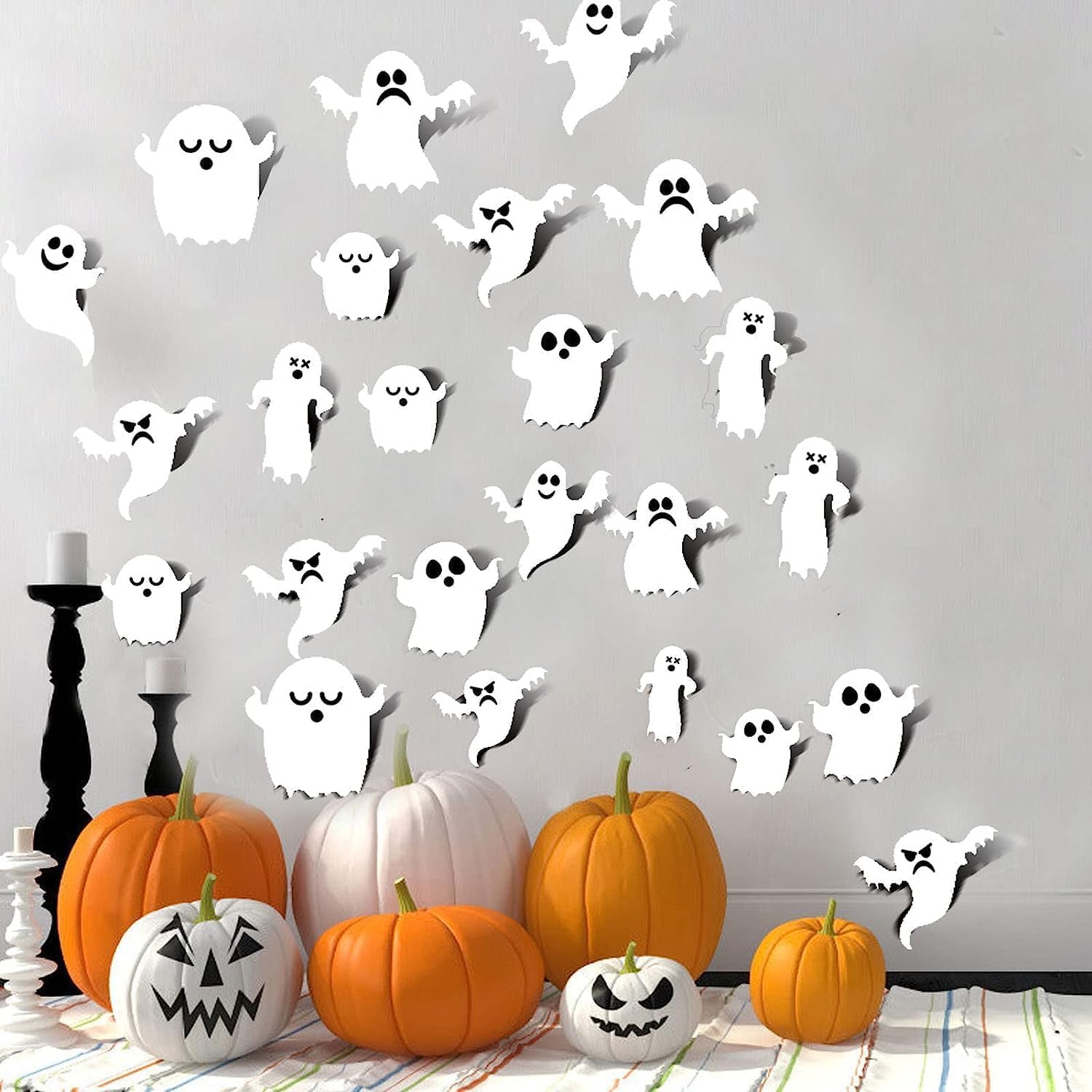 63 sztuki naklejek ściennych 3D z motywem ducha Halloween Naklejki z duchem Halloween Naklejki ścienne z duchem Halloween Dekoracje na Halloween Nakle